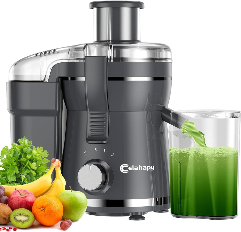 Juicer Machine, 500W Juicer with 3 Speed  Wide Mouth 3” Feed Chute for Vegetable and Fruit, High Yield Centrifugal Juice Extractor Included 950ML Pulp Container  Cleaning Brush for Easy to Clean