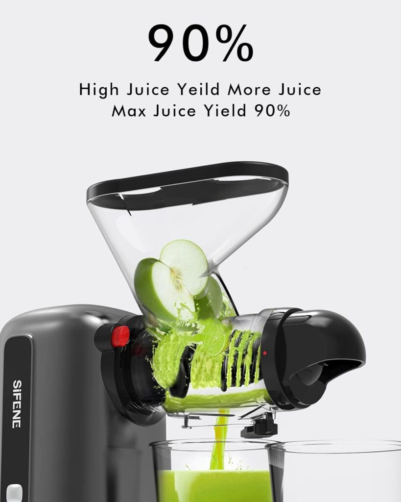 SiFENE Compact Cold Press Juicer, Single-Serve Slow Masticating Juicer for Small Families, Easy to Clean, Anti-Clog, Quiet Motor, Safe for Kids, BPA Free for Minimalist Kitchens