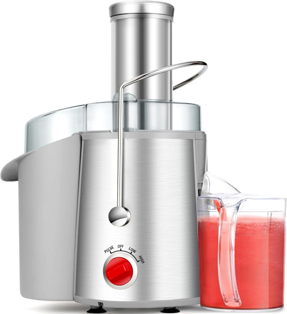 1200W 3 Speeds Centrifugal Juicer Machines Vegetable and Fruit, Regenerate Juice Extractor with Big 3 Wide Mouth, Compact Juice Maker, Easy to Clean, High Juice Yield, BPA Free, Silver