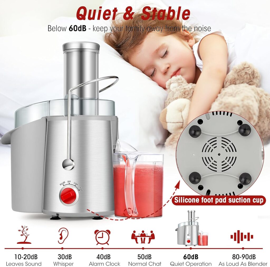 1200W 3 Speeds Centrifugal Juicer Machines Vegetable and Fruit, Regenerate Juice Extractor with Big 3 Wide Mouth, Compact Juice Maker, Easy to Clean, High Juice Yield, BPA Free, Silver