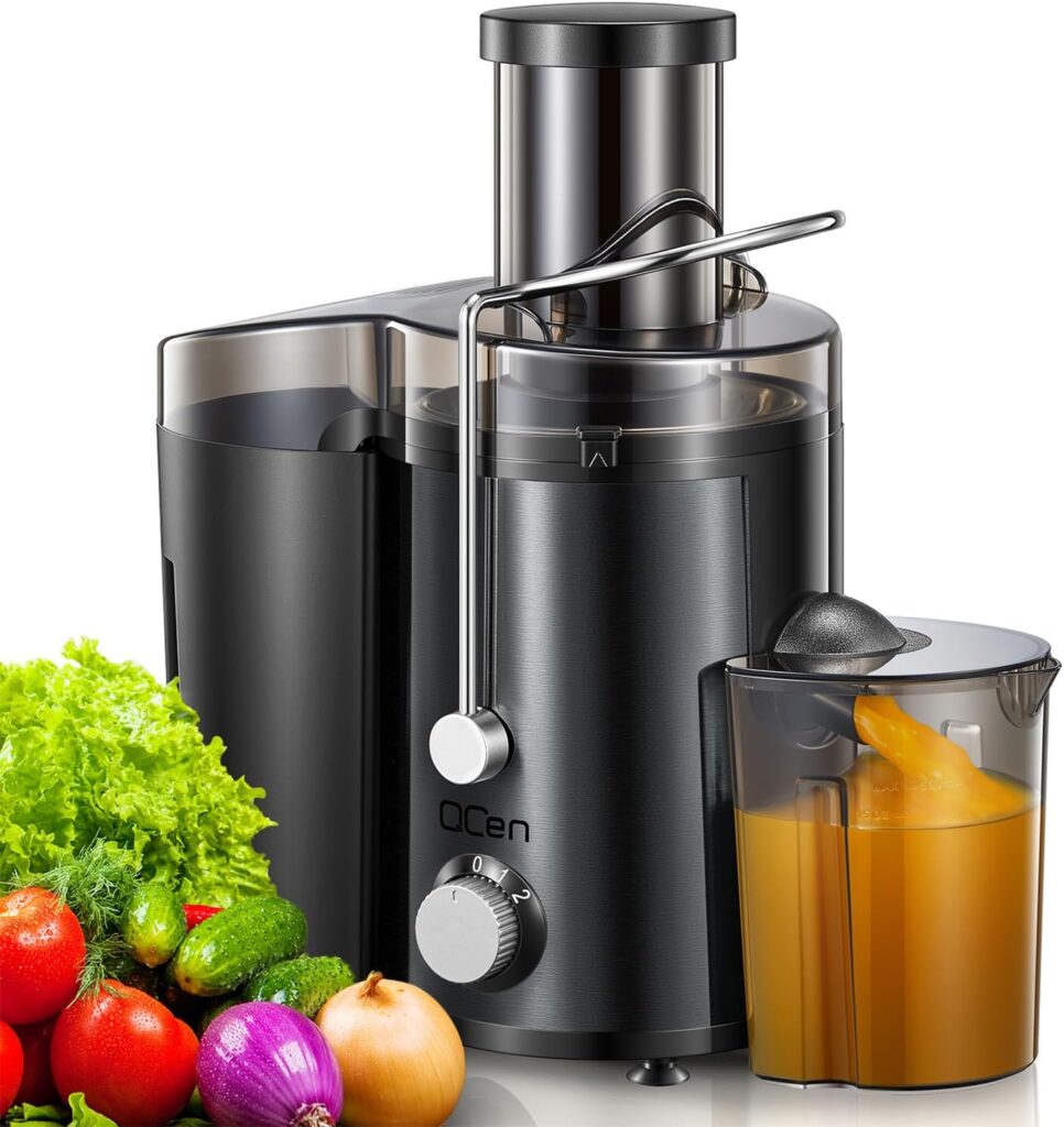 Juicer Machine, 800W Centrifugal Juicer Extractor with Wide Mouth 3” Feed Chute for Fruit Vegetable, Easy to Clean, Stainless Steel, BPA-free (Metallic Black)