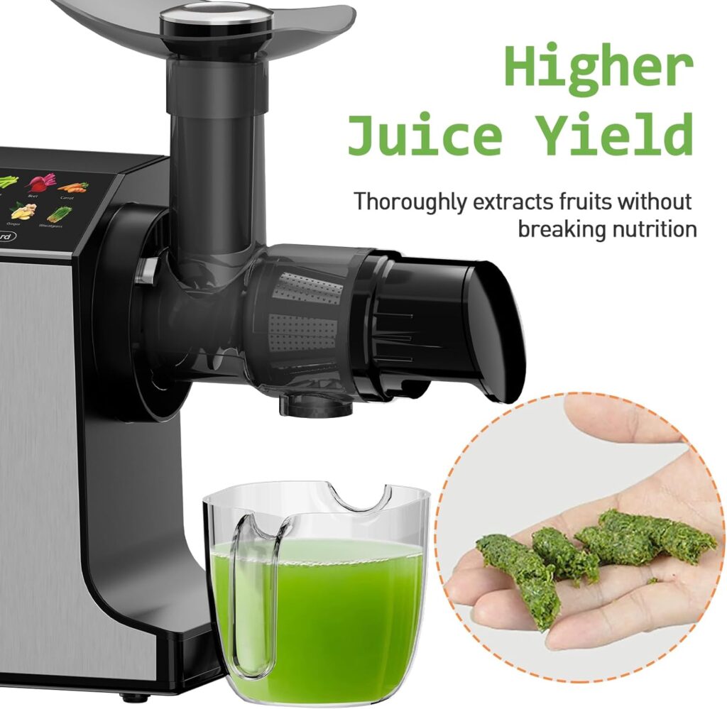 whall Masticating Slow Juicer, Professional Stainless Juicer Machines for Vegetable and Fruit, Touchscreen Cold Press Juicer with 2 Speed Modes (silver)